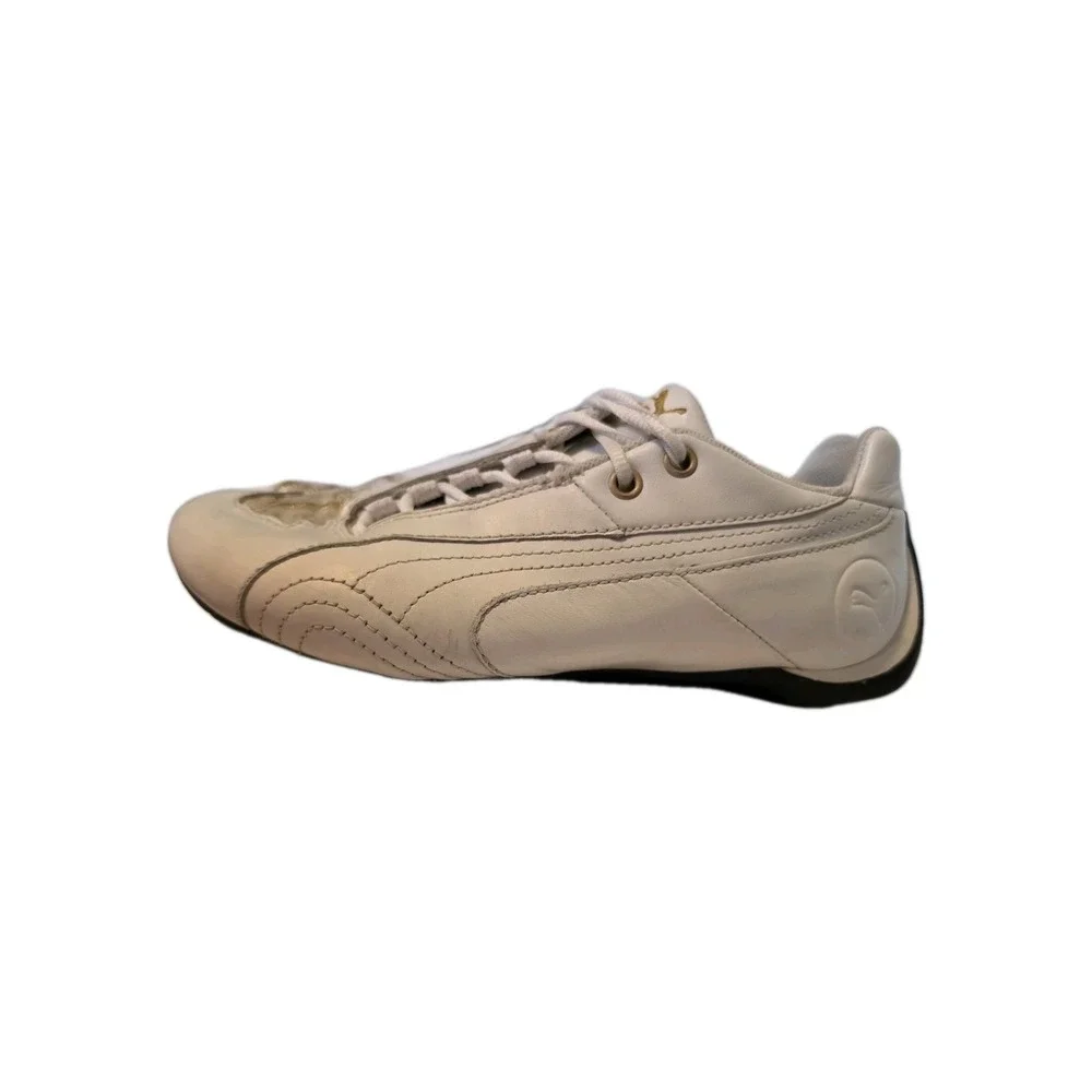 Puma Speed Cat Womens Size US W8 Low White Leather W Gold Netting Sneakers‎
